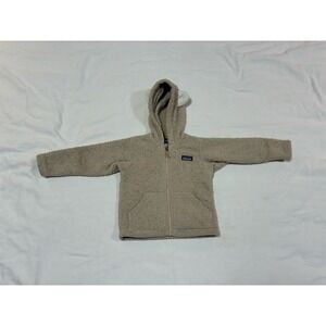 Patagonia Baby 2T Hooded‎ Fleece Jacket Tan Teddy Bear Sherpa Full Zip Bunting